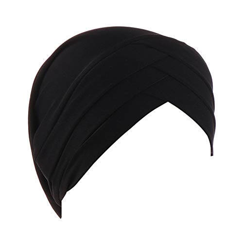 MoreChioce Twist Turban Kopfbedeckung Baumwolle Chemo Hut Kopftuch Elastische Headwrap Frauen Kopf Wraps Schals Beanie Cap Kappe Indische Bonnet,Schwarz Kreuz von MoreChioce