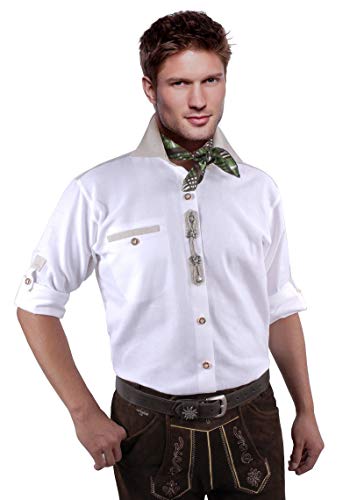 Moschen-Bayern Herren Hemd Trachtenhemd Langarm Kurzarm Wiesn Hemd Trachten Männer Oktoberfest Weiß von Moschen-Bayern