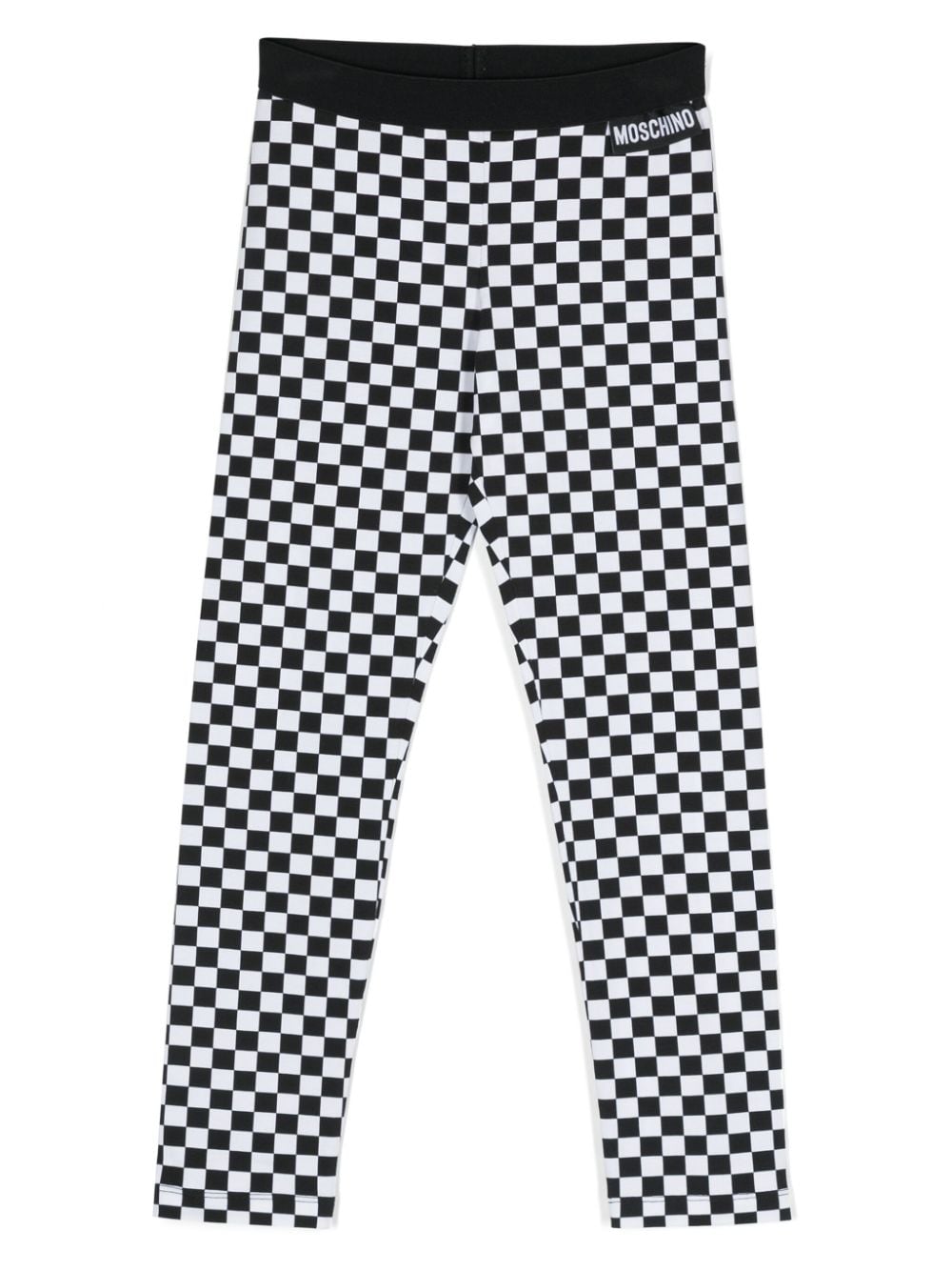 Moschino Kids Karierte Leggings mit Logo-Schild - Weiß von Moschino Kids