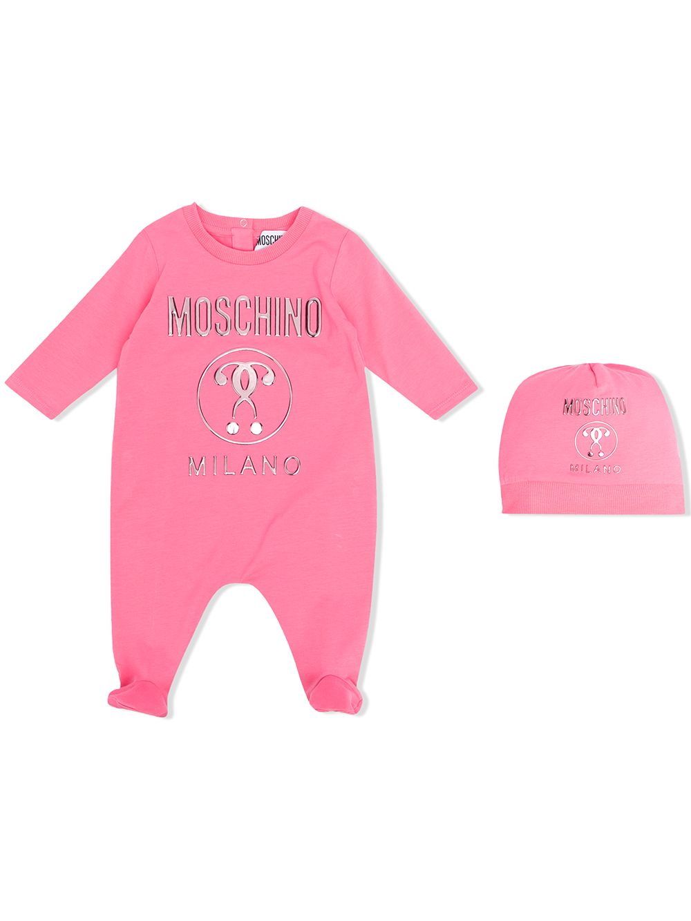 Moschino Kids Body und Mütze mit Metallic-Logo - Rosa von Moschino Kids