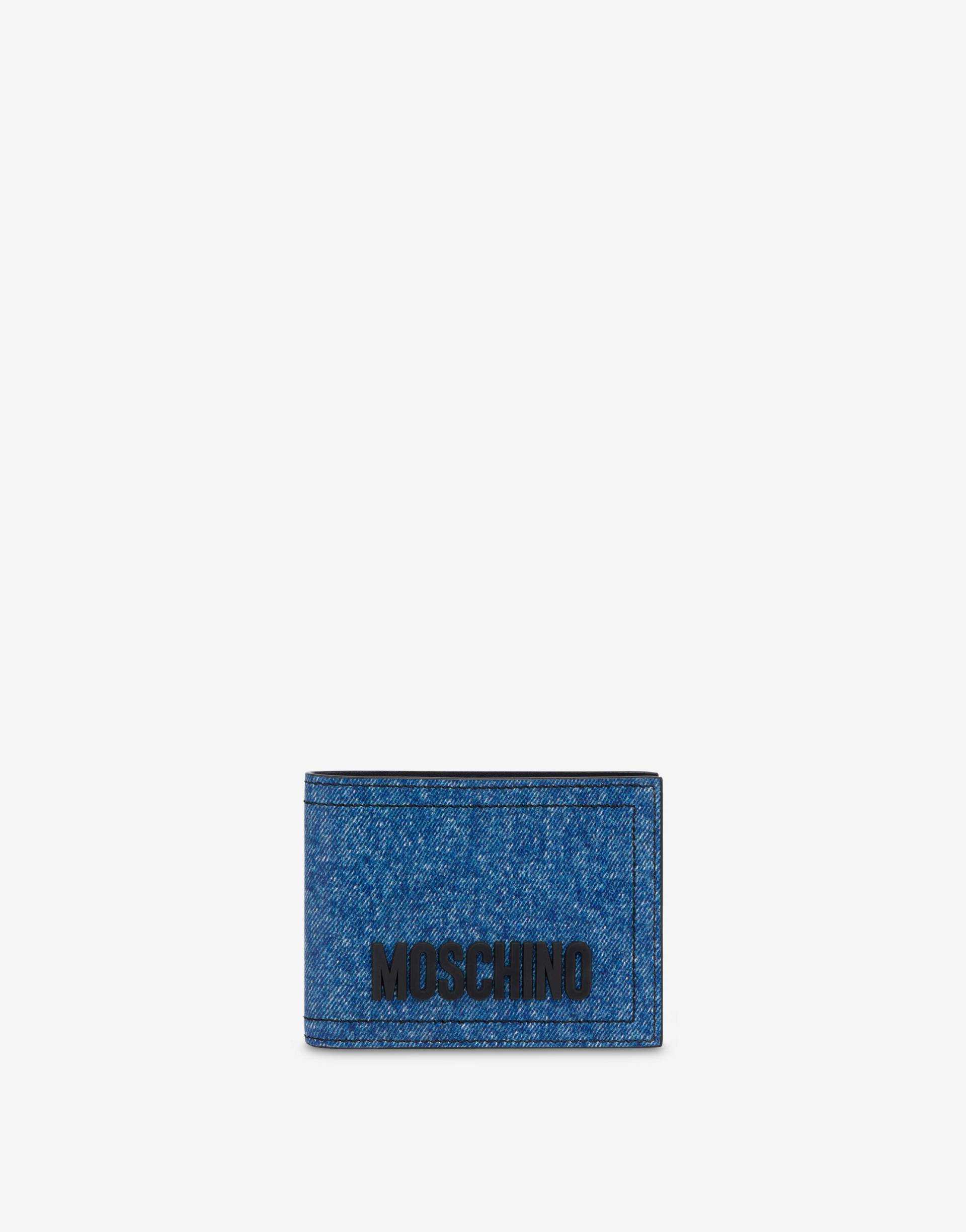 Überschlag-geldbörse Aus Nappaleder Denim Print von Moschino