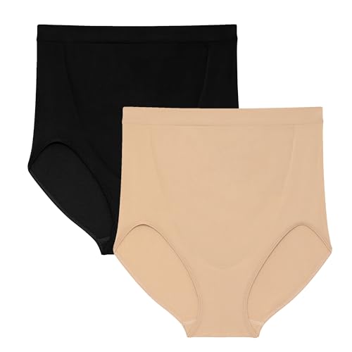 Motherhood Maternity Damen 2 Pack Postpartum Seamless Support Panty Shapewear-Unterhose, Schwarz und Nude, X-Large von Motherhood Maternity