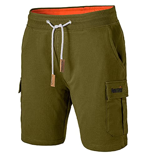 Mount Swiss Cargo Shorts Herren I Bermuda Shorts für Herren mit 6 Taschen & Klett- BZW. Reiß-Verschluss I Freizeit Cargo Hose Herren I Größe S,Olive von Mount Swiss