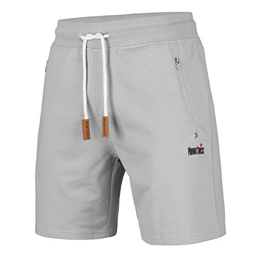 Mount Swiss Kurze Freizeithose Herren Liam I Kurze Sweatpants Herren mit Taschen I Sport Shorts Herren Grau, S von Mount Swiss