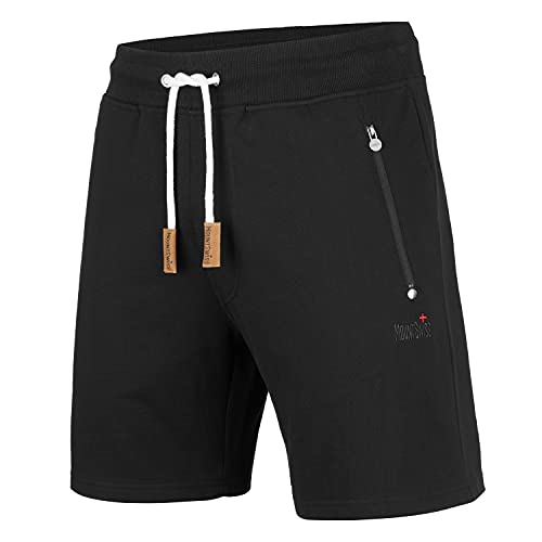 Mount Swiss Kurze Freizeithose Herren Liam I Kurze Sweatpants Herren mit Taschen I Sport Shorts Herren Schwarz, S von Mount Swiss