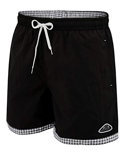 Mount Swiss hochwertige Badeshorts Lukas Herren Jungen mit Sun-Protection I Moderne Männer Badehose I Stylische Herren Shorts Schwimmen Freizeit Wassersport Beach I Farbe: Black, Gr. 6XL von Mount Swiss