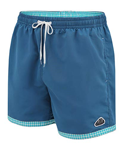 Mount Swiss hochwertige Badeshorts Lukas Herren Jungen mit Sun-Protection I Moderne Männer Badehose I Stylische Herren Shorts Schwimmen Freizeit Wassersport Beach I Farbe: Denim, Gr. 3XL von Mount Swiss