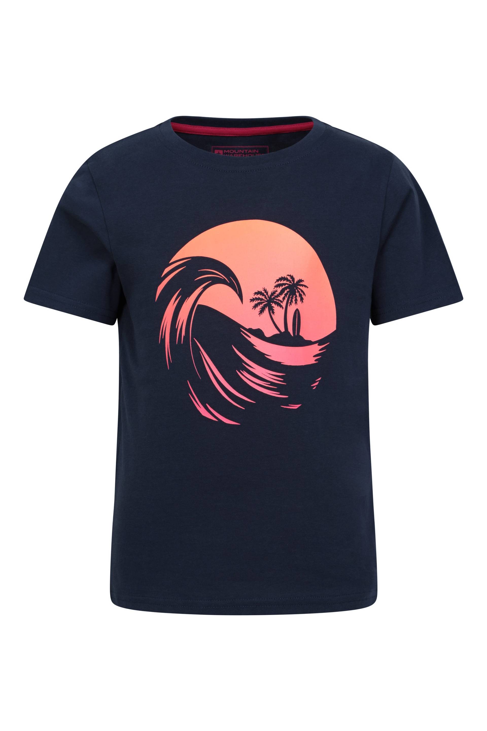 Beach Scene Bio-Baumwoll Kinder T-Shirt - Marineblau von Mountain Warehouse