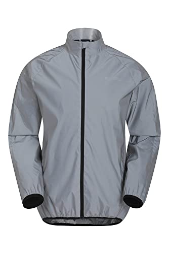 Mountain Warehouse 360 Reflektierende Jacke für Herren - Wasserfeste Unisex-Regenjacke, atmungsaktiv, Regenmantel mit durchgehendem Reißverschluss - Radfahren und Laufen Silber S von Mountain Warehouse