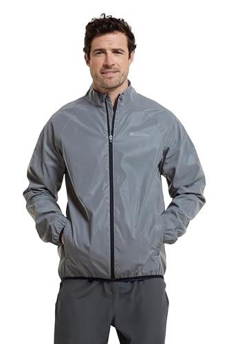 Mountain Warehouse 360 Reflektierende Jacke für Herren - Wasserfeste Unisex-Regenjacke, atmungsaktiv, Regenmantel mit durchgehendem Reißverschluss - Radfahren und Laufen Silber 4XL von Mountain Warehouse