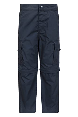 Mountain Warehouse Active Zip-Off-Kinderhose - Schrumpf- und lichtbeständige Wanderhose, schnell trocknende Cargohose für Jungen und Mädchen - für Camping, Reisen Marineblau 3-4 Jahre von Mountain Warehouse