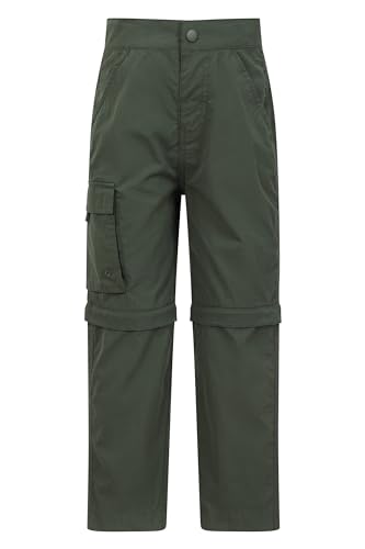 Mountain Warehouse Active Zip-Off-Kinderhose - Schrumpf- und lichtbeständige Wanderhose, schnell trocknende Cargohose für Jungen und Mädchen - für Camping, Reisen Khaki 11-12 Jahre von Mountain Warehouse