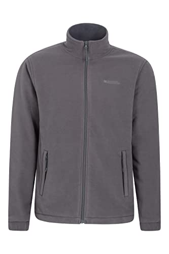 Mountain Warehouse Bernard Winddichte Herren-Fleecejacke - Winddicht, atmungsaktiv, Full Zip Baselayer, elastische Bündchen, Taschen, warme Winterjacke, Winter Dunkelgrau Large von Mountain Warehouse