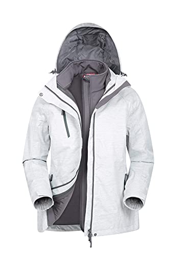 Mountain Warehouse Bracken Extreme Wasserdichte 3-in-1-Damenjacke - Atmungsaktive Regenjacke, Thermo-Funktionsjacke, mit abnehmbarer Kapuze - Für Winter & Wandern Weiß 36 von Mountain Warehouse