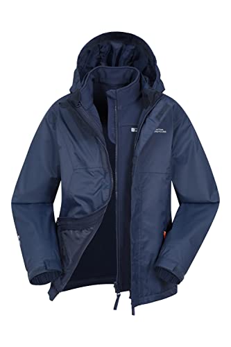 Mountain Warehouse Bracken Wasserfeste 3 in 1 Kinder Winterjacke, warmer Fleecejacke, Regenjacke, Jungen, Mädchen, Funktionsjacke, Doppeljacke, Übergangsjacke, Winter Marineblau 9-10 Jahre von Mountain Warehouse