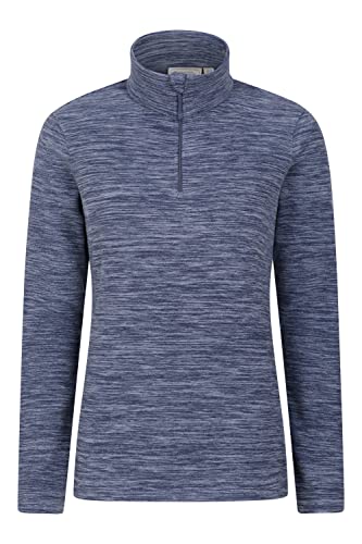 Mountain Warehouse Camber Fleece-Pullover für Damen - Warmer Damen-Pullover aus Baumwolle für den Winter mit Reisverschluss am Kragen, Outdoor-Pullover für Winter Dunkelblau S von Mountain Warehouse