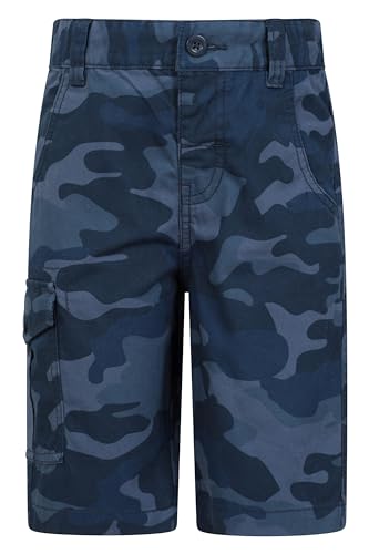 Mountain Warehouse Cargoshorts für Kinder - Kurze Hose aus 100% Baumwolle, Verstellbarer Bund, weiche Herbst Wintershorts, pflegeleicht - Für Camping, Reisen Marineblau 9-10 Jahre von Mountain Warehouse