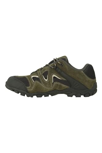 Mountain Warehouse Curlews wasserfeste, schnell trocknende Herren-Wanderschuhe mit Obermaterial aus Wildleder und Netzgewebe, Gummisohle - ideal beim Camping und Wandern Khaki 43 von Mountain Warehouse