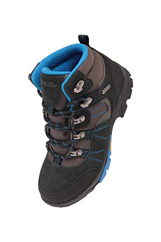 Mountain Warehouse Edinburgh Vibram Youth Wasserfeste Kinder Stiefel - Atmungsaktive, leichte Wanderstiefel, Netzfutter, strapazierfähige Regenstiefel. Wanderschuhe Blau 33 von Mountain Warehouse