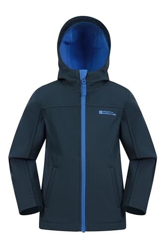 Mountain Warehouse Exodus wasserdichte Windjacke Kinder Softshell - leichte Regenjacke Kinder, atmungsaktive, wasserfeste Jacke, ungefütterte Softshell-Kinderregenjacke Marineblau 3-4 Jahre von Mountain Warehouse