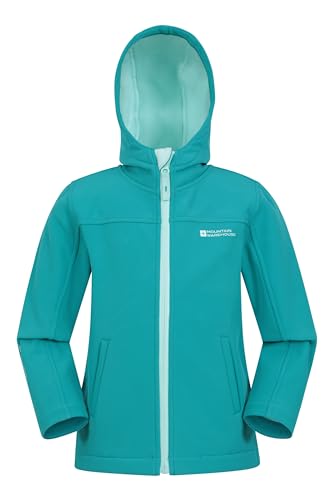 Mountain Warehouse Exodus wasserdichte Windjacke Kinder Softshell - leichte Regenjacke Kinder, atmungsaktive, wasserfeste Jacke, ungefütterte Softshell-Kinderregenjacke Blaugrün 9-10 Jahre von Mountain Warehouse