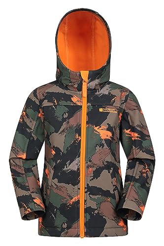 Mountain Warehouse Exodus wasserdichte Windjacke Kinder Softshell - leichte Regenjacke Kinder, atmungsaktive, wasserfeste Jacke, ungefütterte Softshell-Kinderregenjacke Dunkel Khaki 11-12 Jahre von Mountain Warehouse