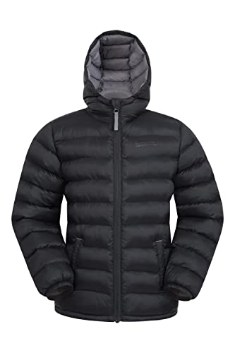 Mountain Warehouse Seasons Steppjacke für Kinder - Ultraleichte, warme, wasserdichte Steppjacke. Jungen & Mädchen Winterjacke mit Kapuze & Reißverschluss Schwarz 3-4 Jahre von Mountain Warehouse