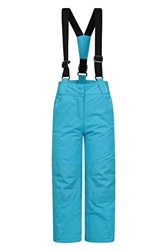 Mountain Warehouse Honey Kinder Schneehose - schneesicher, Schneegamaschen, Verstärkte Knie Ski Bekleidung mit Reißverschluss am Knöchel und abnehmbaren Trägern, Winter Intensiv Blau 2-3 Jahre von Mountain Warehouse