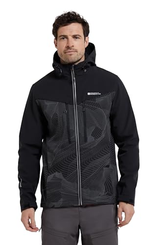 Mountain Warehouse Illuminate II Herren Softshell Jacke - IsoDry, wasser- und winddichter Mantel mit reflektierenden Details - für Frühling, Sommer, leichten Regen Schwarz Large von Mountain Warehouse