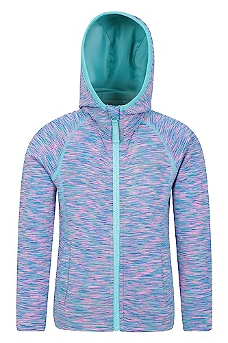 Mountain Warehouse Kayleigh gestreifte Mädchen-Kapuzenjacke - gefütterte Kapuzenjacke, warmer Pullover, Fronttaschen, Reißverschluss Blau 152 (11-12 Jahre) von Mountain Warehouse