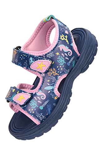 Mountain Warehouse Kindersandalen - neoprengefütterte Kinderstrandschuhe, strapazierfähige Sandalen, Klettverschluss, Sommerschuh mit abnehmbarem Fersenriemen Blau Kinder-Schuhgröße 28 DE von Mountain Warehouse