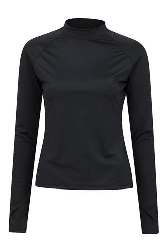 Mountain Warehouse Langärmeliges Badeshirt für Damen - Damen-Badeshirt mit LSF50+, schnelltrocknend, Flache Nähte, dehnbar - Für Schwimmen und unter einem Neoprenanzug Schwarz Jet 44 von Mountain Warehouse