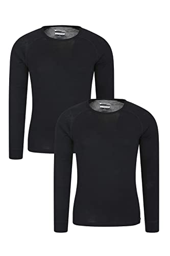 Mountain Warehouse Merino-Funktionsshirt Herren - schnelltrocknendes, warmes Langarm-Funktionsshirt zum Wandern, leichtes Merino-Unterhemd für Herren, perfekt zum Reisen Schwarz XXL von Mountain Warehouse