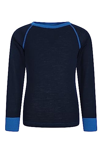 Mountain Warehouse Merino Kinder-Rundhalsoberteil Unterhemd Thermounterwäsche Skiunterwäsche Langarmshirt Winter Baselayer Winter Baselayer Blau 5-6 Jahre von Mountain Warehouse