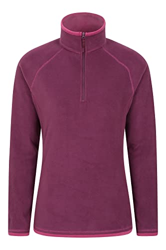 Mountain Warehouse Montana Fleecejacke für Damen aus Microfleece - Atmungsaktiver Fleece-Pullover für Damen, schnelltrocknend, warme Fleecejacke, Half-Zip - Outdoor Beere-Rot 54 von Mountain Warehouse