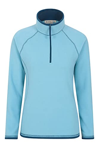 Mountain Warehouse Montana Fleecejacke für Damen aus Microfleece - Atmungsaktiver Fleece-Pullover für Damen, schnelltrocknend, warme Fleecejacke, Half-Zip - Outdoor Blau 54 von Mountain Warehouse