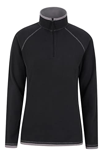 Mountain Warehouse Montana Fleecejacke für Damen aus Microfleece - Atmungsaktiver Fleece-Pullover für Damen, schnelltrocknend, warme Fleecejacke, Half-Zip - Outdoor Schwarz 44 von Mountain Warehouse