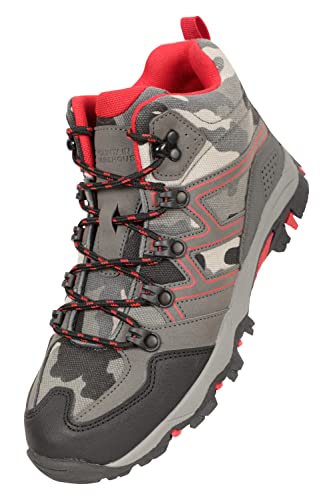 Mountain Warehouse Oscar Kinder-Wanderschuhe - Wildleder-Laufschuhe für Jungen und Mädchen, Stabiler Grip, gefütterte Trekkingschuhe, Starke Sohle, weich, knöchelhoch Camouflage 33 von Mountain Warehouse