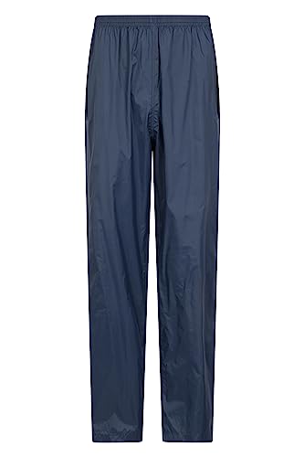 Mountain Warehouse Pakka wasserdichte Überziehhose für Herren - Schnell trocknende Regenüberhose für Männer, versiegelte Nähte, Verstellbarer Knöchelriemen, packbar Marineblau XL von Mountain Warehouse