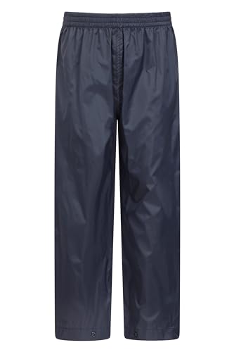 Mountain Warehouse Pakka wasserdichte Outdoor-Hose für Kinder - wasserdichte, ungefütterte Regenhose für Jungen und Mädchen, Überziehhose im Regen und Matschhose Marineblau 11-12 Jahre von Mountain Warehouse