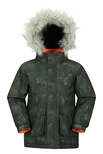 Mountain Warehouse Ranger II wasserdichter Kinderparka - regenfeste und atmungsaktive Jacke mit versiegelten Nähten und abnehmbarem Kunstpelz - für Herbst, Winter Khaki 5-6 Jahre von Mountain Warehouse