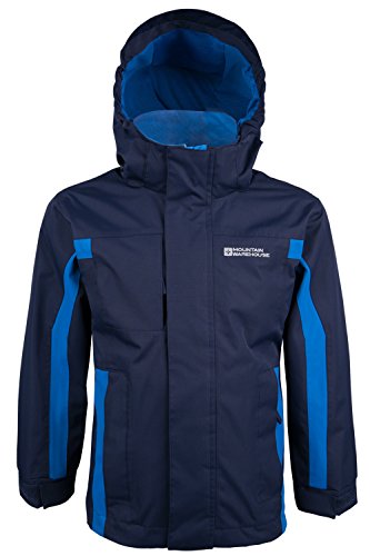 Mountain Warehouse Samson Jacke für Kinder - Regenjacke mit getapten Nähten, verstellbare Bündchen, elastischer Saum & Kapuze, Mesh-Futter - Ideal für Regenwetter Marineblau 3-4 Jahre von Mountain Warehouse