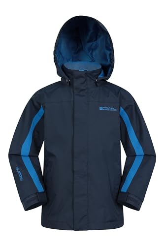 Mountain Warehouse Samson Jacke für Kinder - Regenjacke mit getapten Nähten, verstellbare Bündchen, elastischer Saum & Kapuze, Mesh-Futter - Ideal für Regenwetter Marineblau 3-4 Jahre von Mountain Warehouse