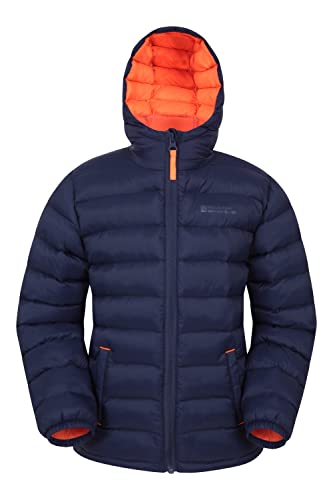 Mountain Warehouse Seasons Steppjacke für Kinder - Ultraleichte, warme, wasserdichte Steppjacke. Jungen & Mädchen Winterjacke mit Kapuze & Reißverschluss Marineblau 2-3 Jahre von Mountain Warehouse