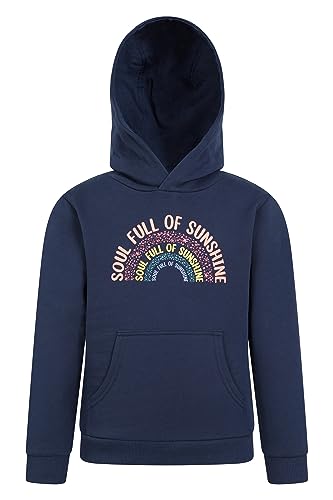 Mountain Warehouse Soul Full of Sunshine Kinder Kapuzenpullover aus Bio-Baumwolle – Baumwoll-Sweatshirt mit Kängurutasche, Jungen und Mädchen – Ideal für Herbst, Winter Marineblau 13 Jahre von Mountain Warehouse