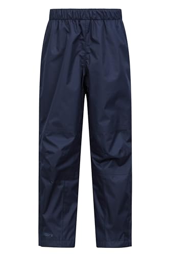 Mountain Warehouse Spray Wasserfeste Überhose für Kinder - atmungsaktive Kinder-Regenhose, Regenhose mit getapten Nähten, Strapazierfähige Überhose Marineblau 5-6 Jahre von Mountain Warehouse