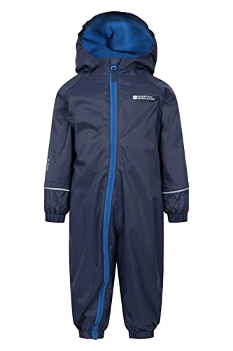 Mountain Warehouse Spright Junior wasserdichter Regenanzug - wasserfest und extra warm mit verschweißten Nähten und Fleece-Futter, für Jungen und Mädchen - für Outdoor Marineblau 6-9 Monate von Mountain Warehouse