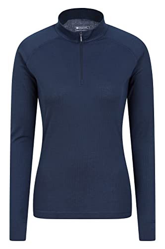 Mountain Warehouse Talus Damen Langarm Winter Baselayer Oberteil, Rundhals -Unterhemd Funktionsunterwäsche Langarmshirt Thermounterwäsche Marineblau 40 von Mountain Warehouse