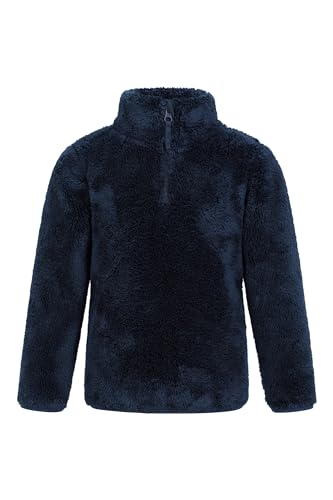 Mountain Warehouse Teddy Unisex-Fleece für Kinder, mit halbem Reißverschluss - leicht, atmungsaktiv, warm und kuschelig, für Jungen und Mädchen, Sweatshirt - für draußen Marineblau 98 (2-3 Jahre) von Mountain Warehouse