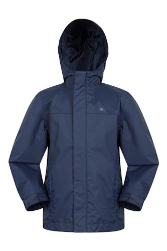 Mountain Warehouse Torrent Wasserdichte Kinderjacke - leichte Regenjacke für Kinder mit versiegelten Nähten, atmungsaktiv, für Mädchen und Jungen - zum Wandern Marineblau 11-12 Jahre von Mountain Warehouse